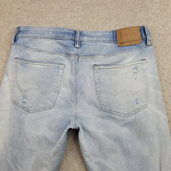 American Eagle Next Level Airflex Slim Jeans Mens 34x32 Distressed Light Wash - Picture 7 of 12